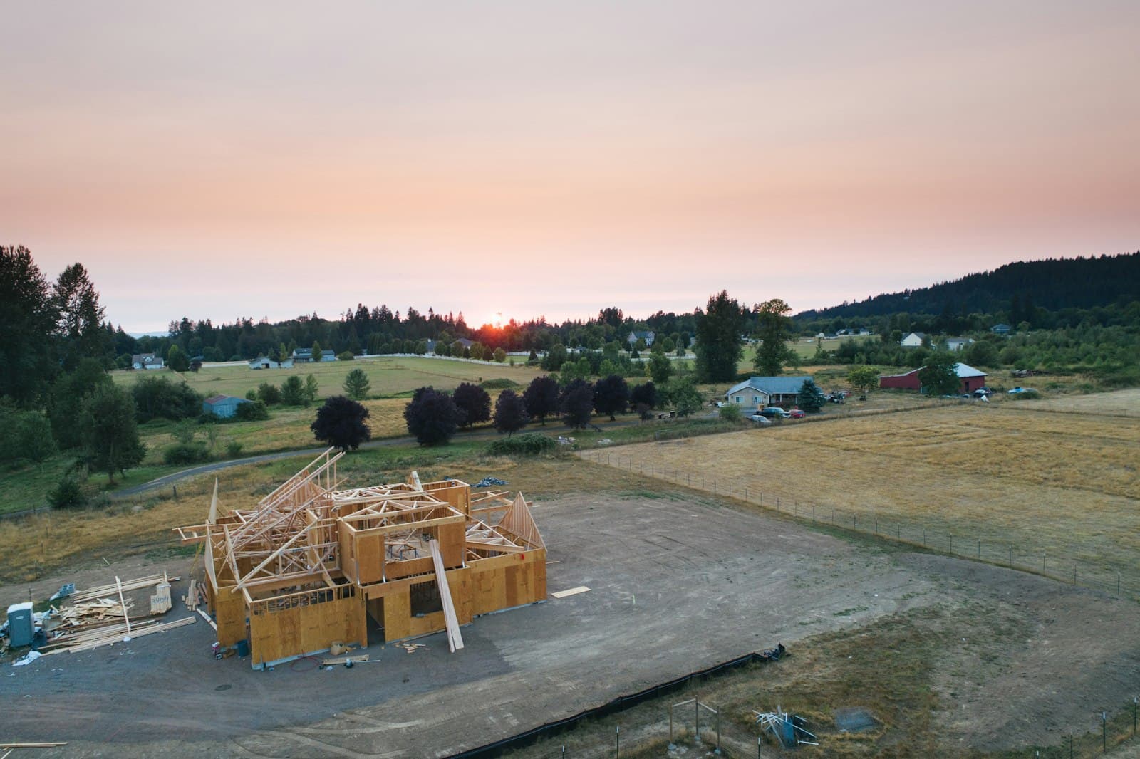 A residential framing project under construction